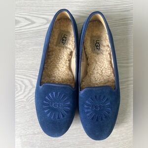 UGG Australia blue slip on sheepskin flats